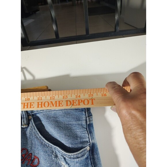 Denim Chaps Style Kendall Custom Cut Biker Jeans Distressed Custom VTG Hippie 27 - Picture 10 of 12